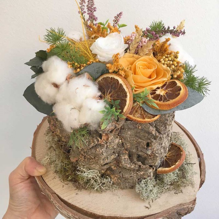 Centro para otoño, algodón, flor seca y preservada, de venta online