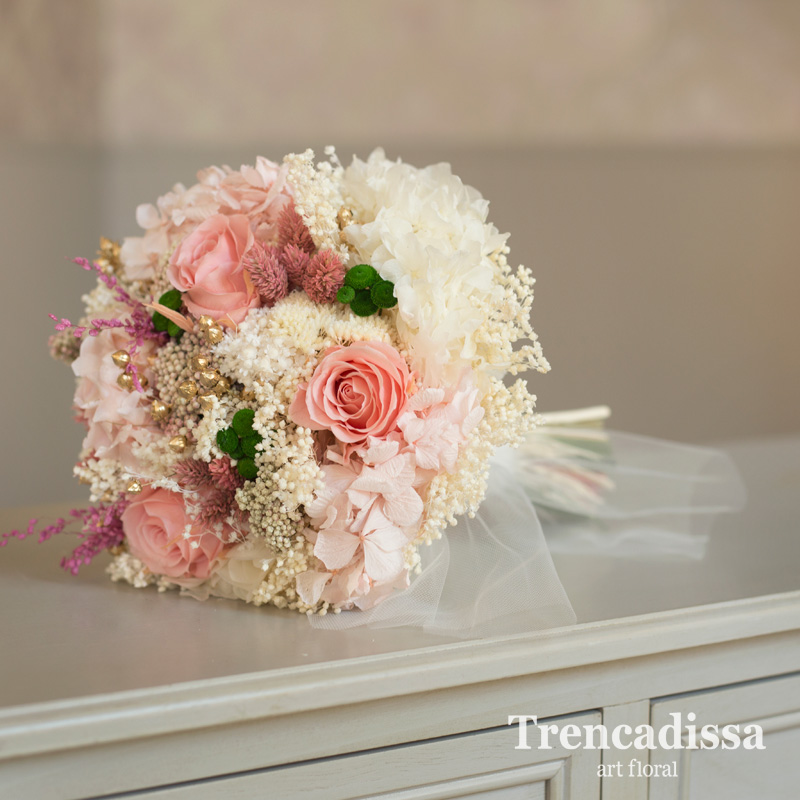 Ramo de novia con flor seca y preservada, personalizado