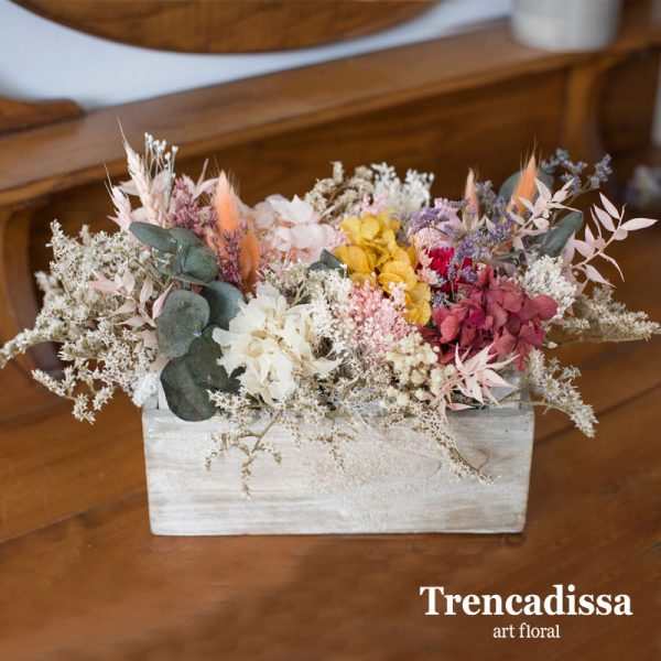 Cajas de madera con flores secas y preservadas, venta online