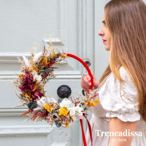 Aro navideño con flor preservada