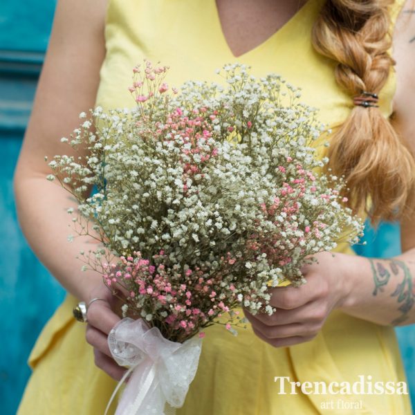 Ramo de novia de paniculata rosa y blanca preservada venta online