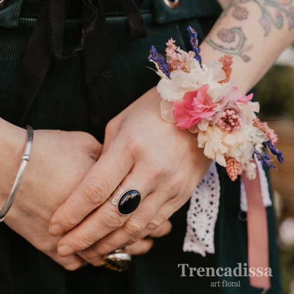 Pulsera floral para bodas en Trencadissa Art floral, venta online