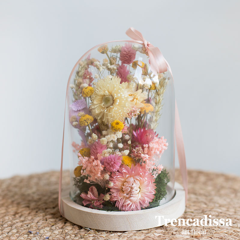 Cúpula de vidrio con flor seca - Trencadissa Art floral