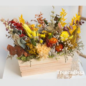 Caja de madera con flores secas y preservadas venta online