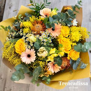 Ramo de flores natural en tonos amarillos, venta online