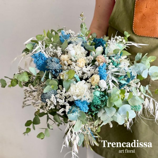 Ramo con flores secas en tonos azules - Trencadissa Art floral