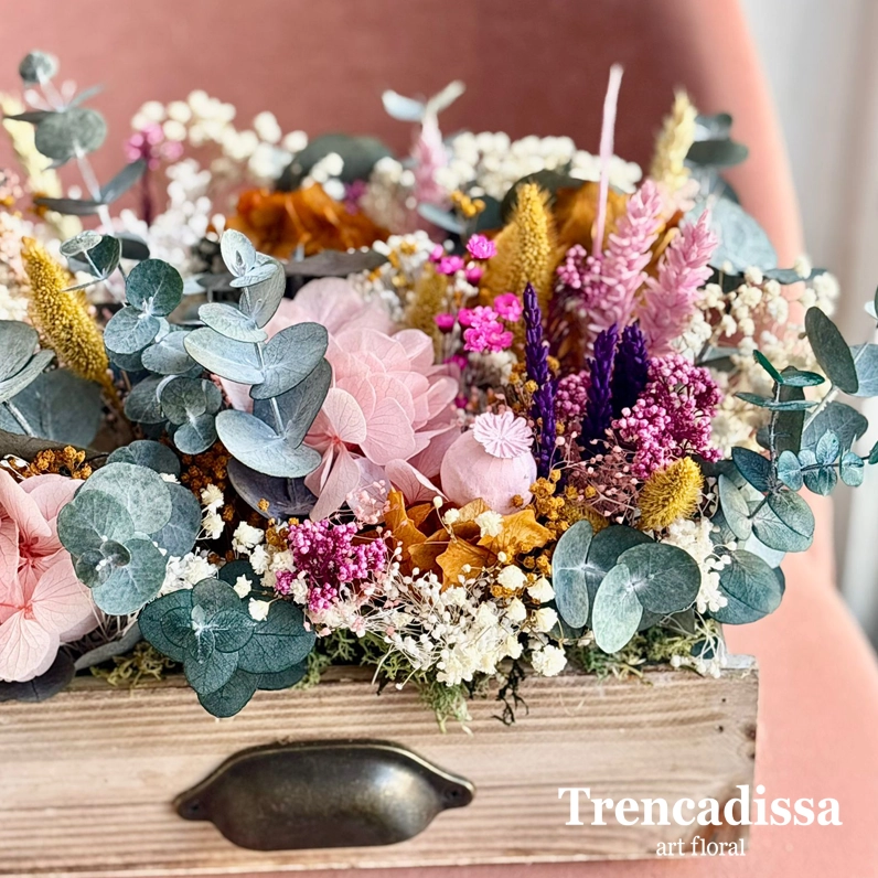 cajon vintage flor seca y preservada