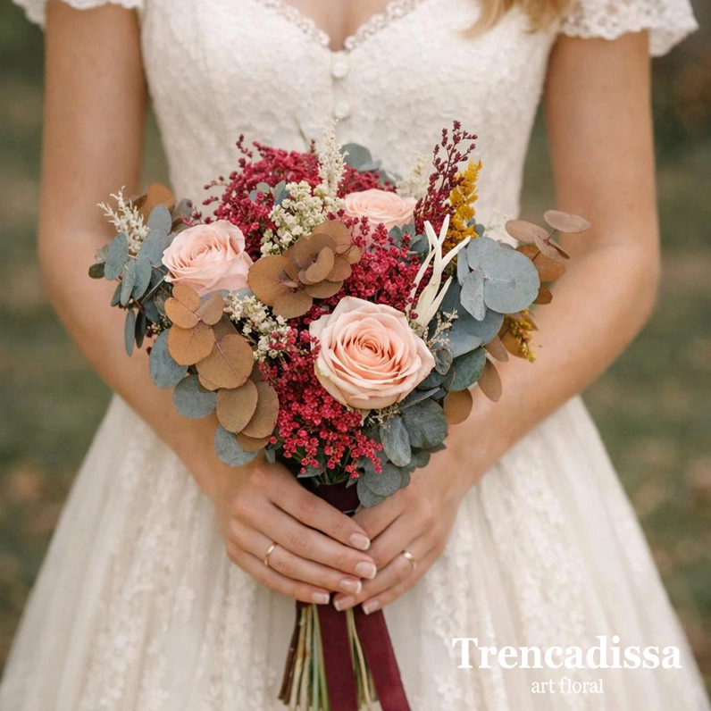 ramo de novia con rosas preservadas