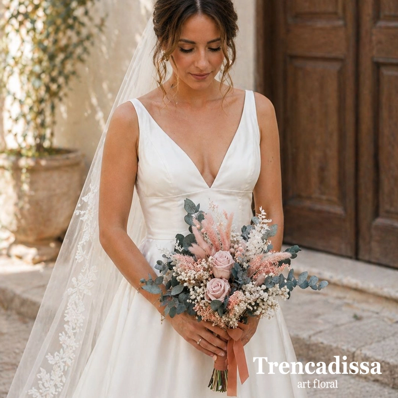 ramo de novia con rosas preservadas