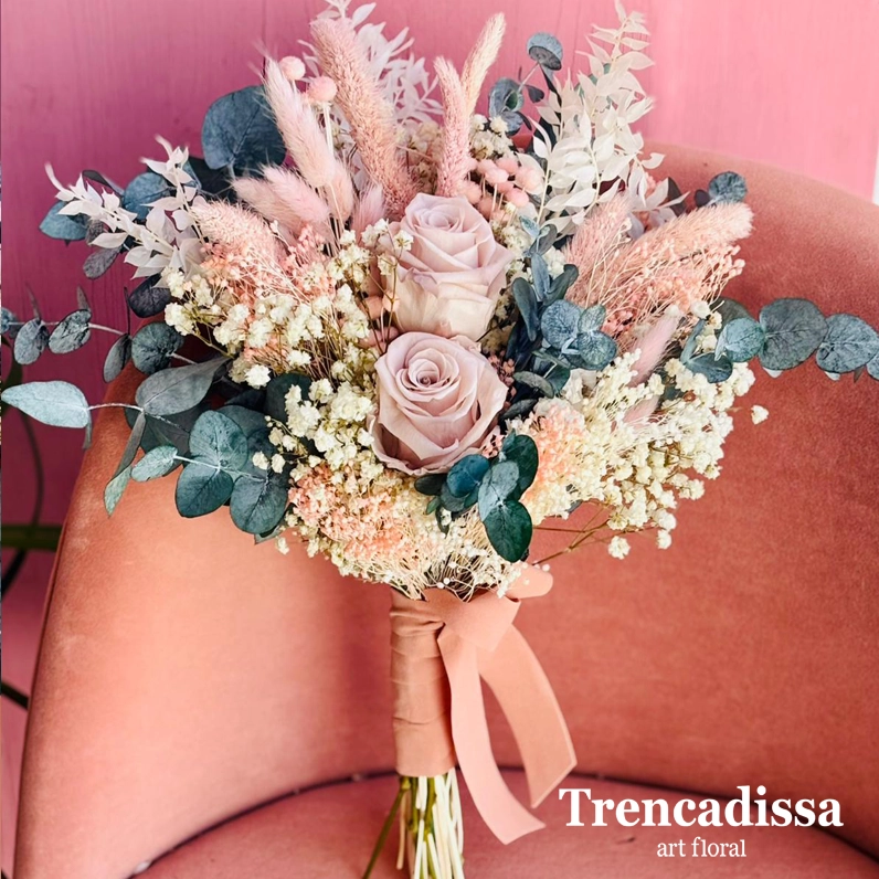 rams de novia amb roses preservades