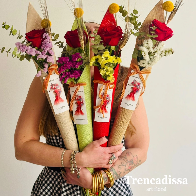 rosa sant jordi con flor seca badalona