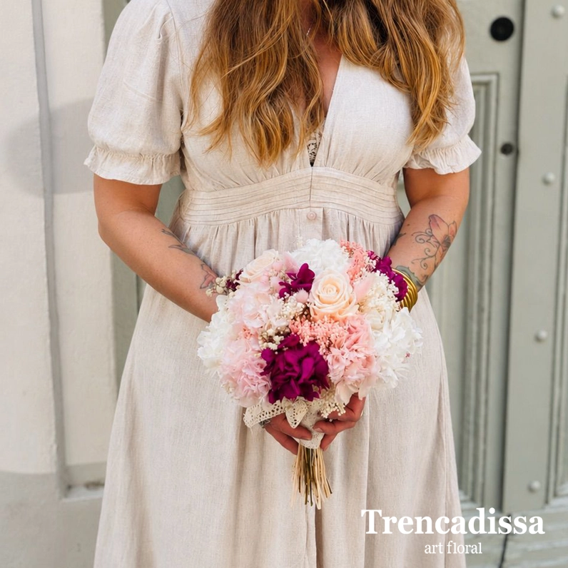 ramo de novia preservado con rosa nude