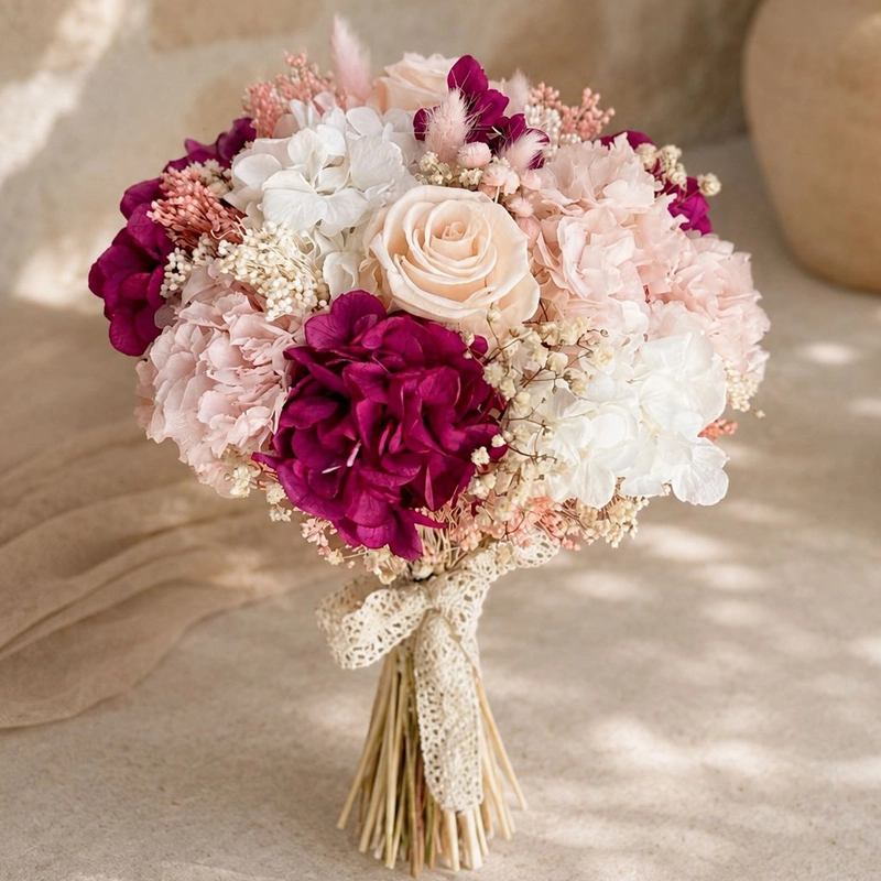 ramos de novia preservados con rosa