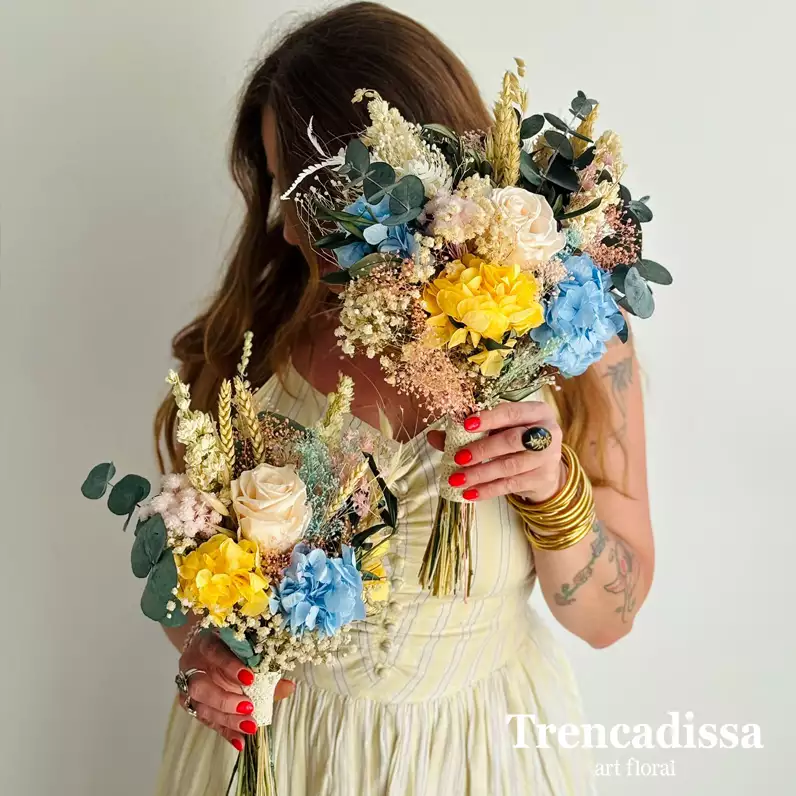 replicas de ramos de novia con flores preservadas