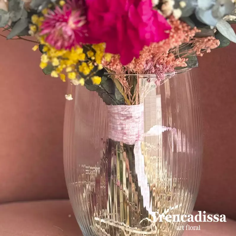 ramos de flor seca y rosa preservada rosa