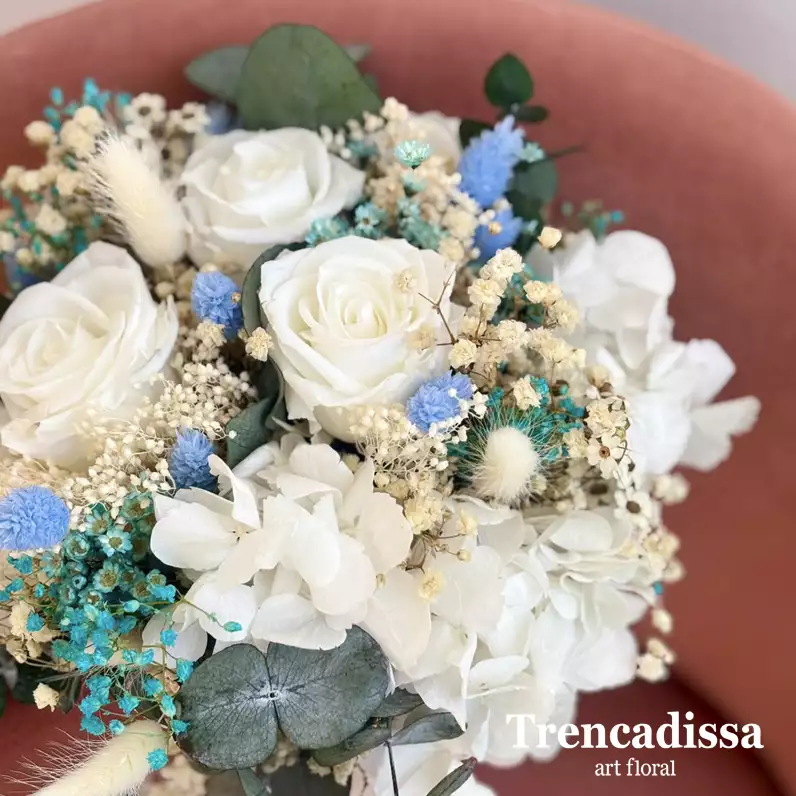 ramos de novia con flor seca y rosa preservada
